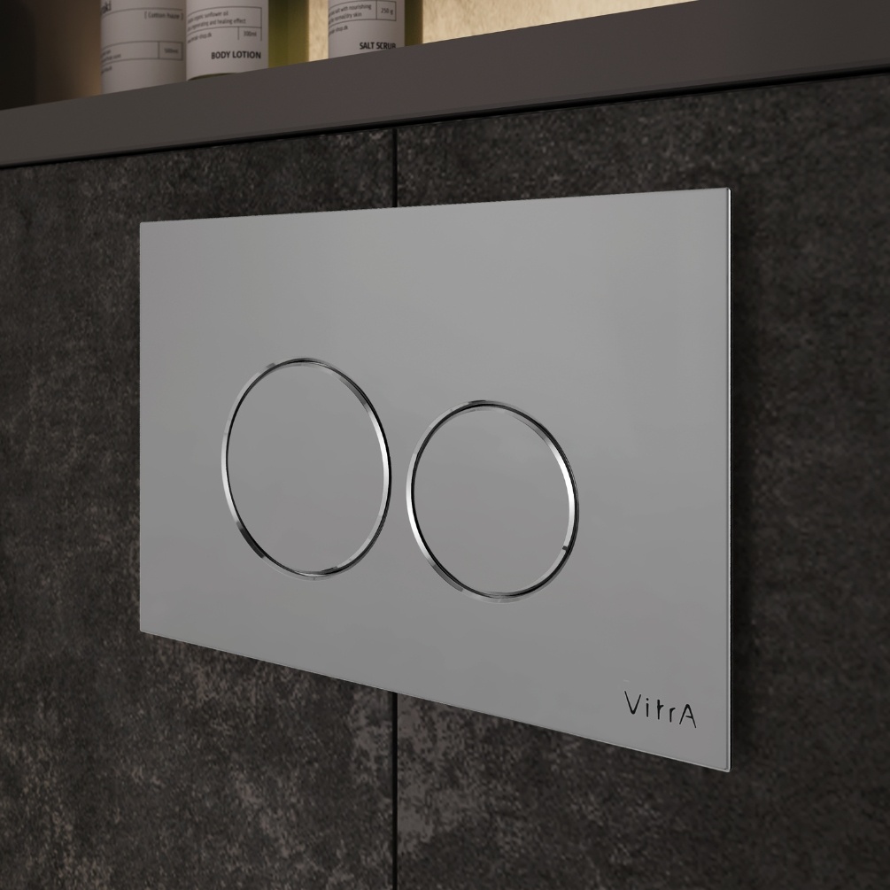 VitrA Origin Chrome Mechanical Dual Flush Plate Lifestyle